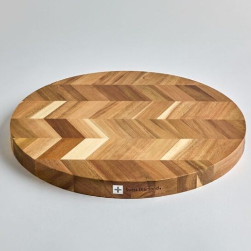 Swiss Diamond Herringbone 38 x 38 x 3 cm Acacia Round Chopping Board