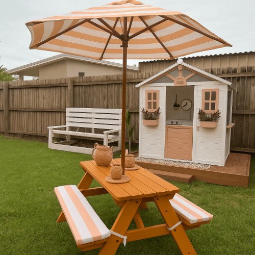 Picnic Table - Umbrella & Cushions