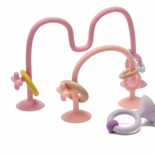 Little Rawr Silicone High Chair Suction Toy Set Pink