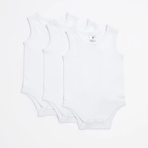 3 Pack Baby Organic Cotton Sleeveless Bodysuits