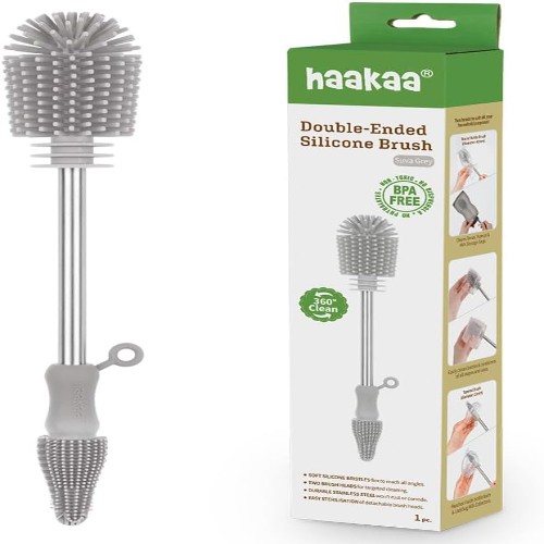 Haakaa Silicone Cleaning Brush Kit – Household Cleaning Brushes for Bottles and Crevices – Food-Grade Silicone: Dishwasher Safe