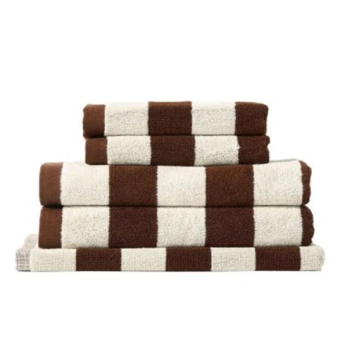 Riviera Stripe Towel Set in Chocolate