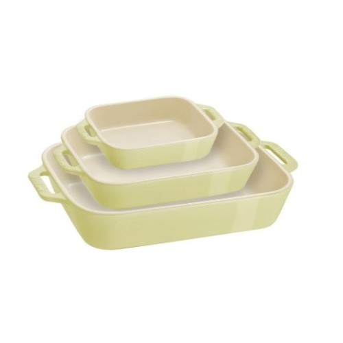 Ceramic Oven Dish Set of 3 in Green