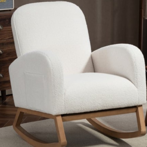 Aria Upholstered Rocking Chair - White