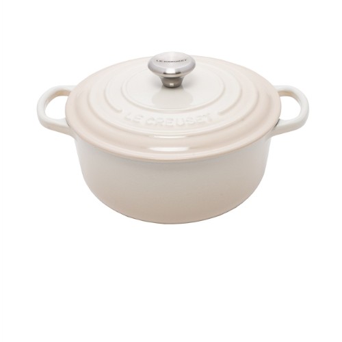 Le Creuset 5 Cast Iron Round Casserole Meringue Cream 24cm 4.2L