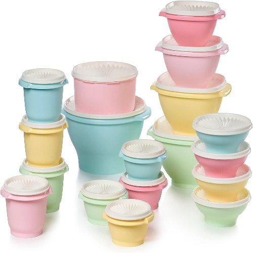 Tupperware Heritage Collection 36 Piece Food Storage Container Set in Vintage Colors