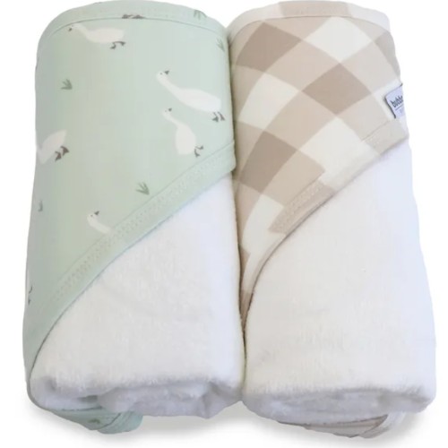 Bubba Blue Provincial Hooded Towel 2 Pack Olive/Taupe