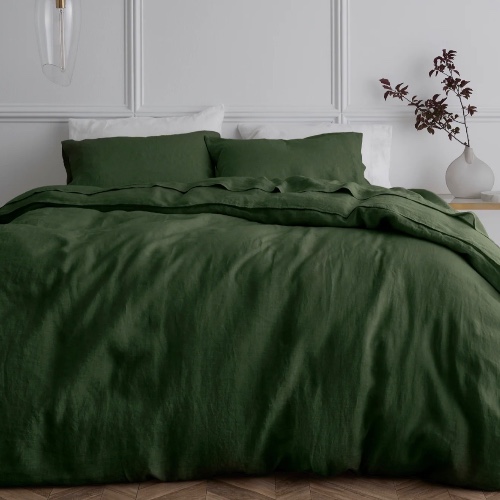 100% French Flax Linen Quilt Cover Set | Olive