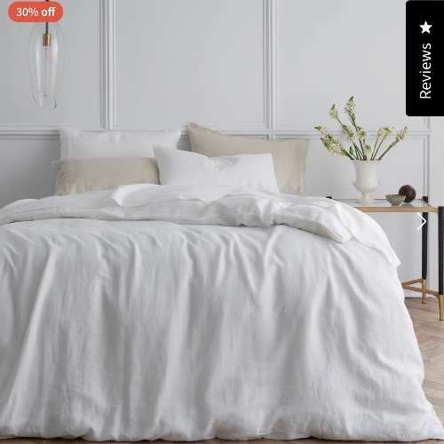 100% French Flax Linen Quilt Cover Set | White