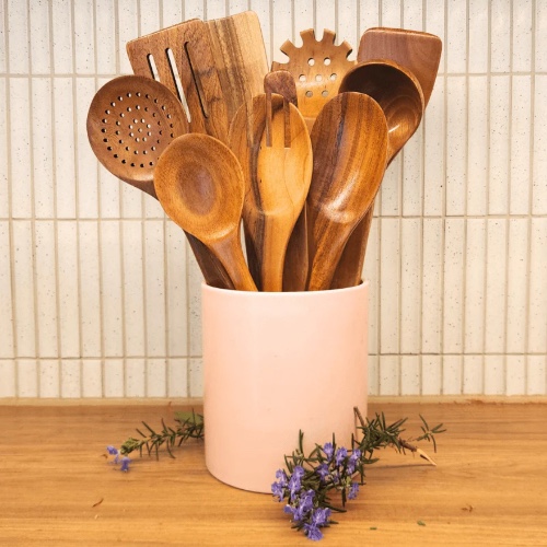 The TeakWood 9™ | Premium Non-Toxic Utensil Set