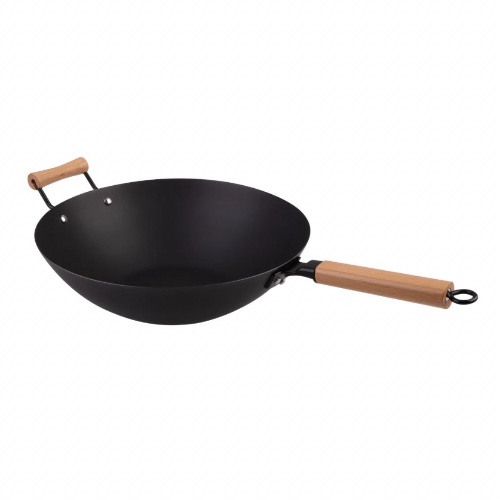 Dline Black Carbon Steel Pre-Seasoned Wok 35.5cm