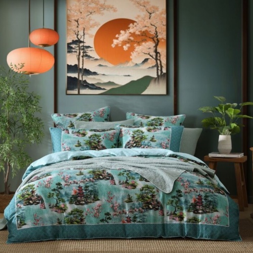 Logan & Mason Osaka Quilt Cover Set Teal King