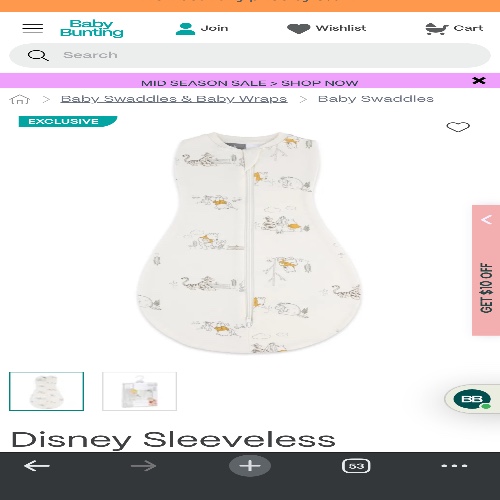 Disney sleeveless swaddle newborn