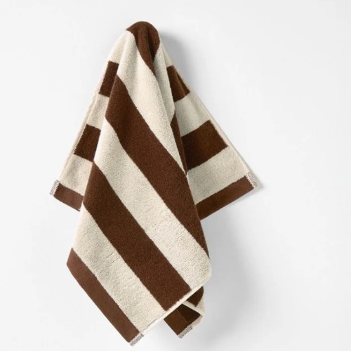 AURA HOME Riviera Stripe Hand Towel, Chocolate