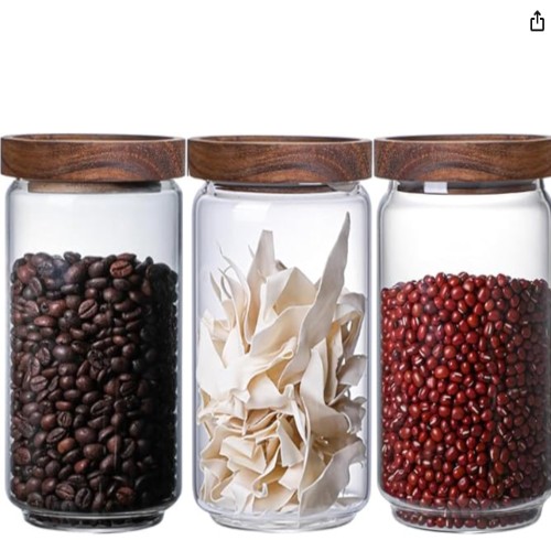 700ml Glass Storage Jars with Airtight Wood Lids