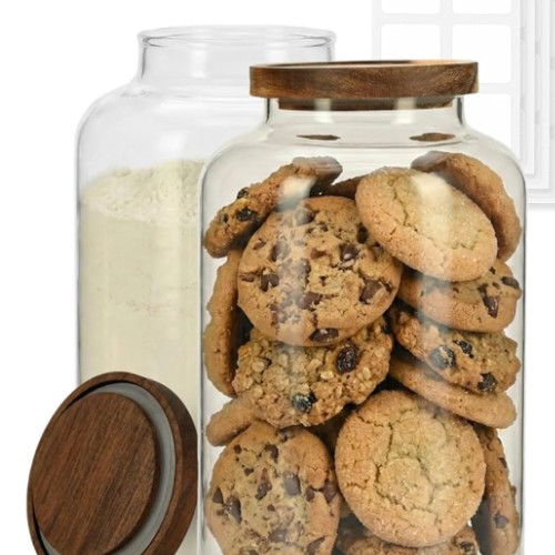 2 Gallon Glass Jar with Airtight Acacia Wooden Lid