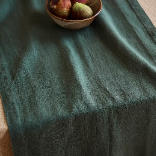 Linen Table Runner Forest Green