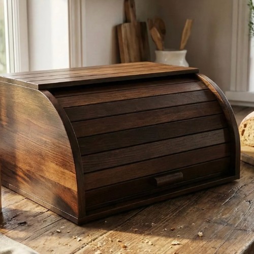Wooden Bread Box Handmade from Natural Wood