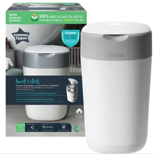 Tommee Tippee Twist & Click Nappy Disposal Unit Cotton White