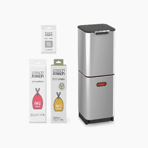 Joseph Joseph Totem Compact 40L Bin Starter Set in Stainless Steel