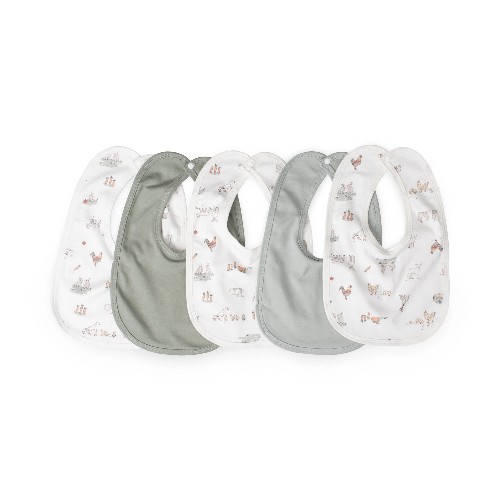 The Little Linen Co. Jersey Bib 5 Pack Farmyard Lamb