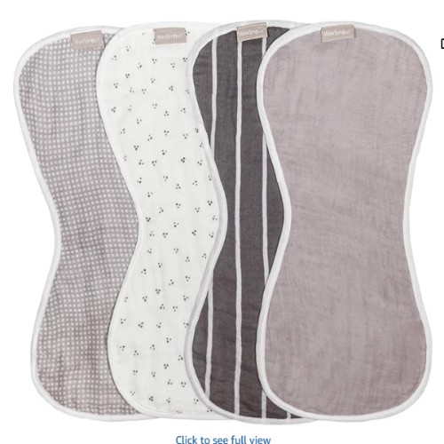 WeeSprout Unisex Organic Towel Cotton Burp Cloths, Set of 4