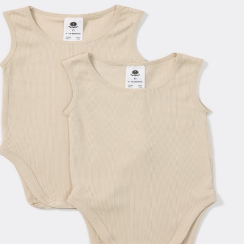 Dymples Baby Organic Cotton Bodysuit 2 Pack - Stone