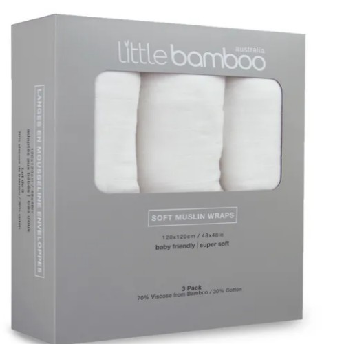 Little Bamboo Muslin Wraps 3 Pack Natural