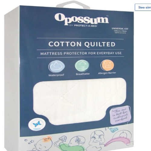 Opossum Cotton Quilted Waterproof Mattress Protector - Universal Cot