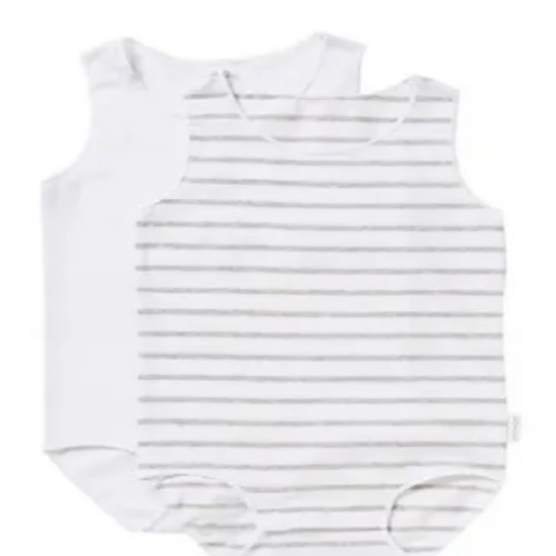 Bonds 2 Pack Wonderbodies Singlet Suit Grey/White