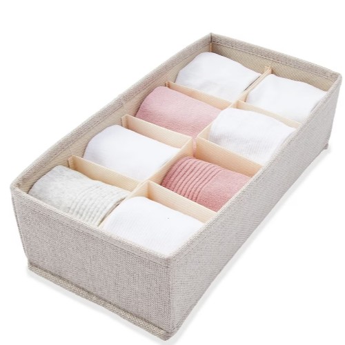 Linen Look Adjustable Drawer Organiser - Beige