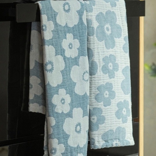 Ladelle, Jacquard Flower Kitchen Towel 2 Pack in Blue