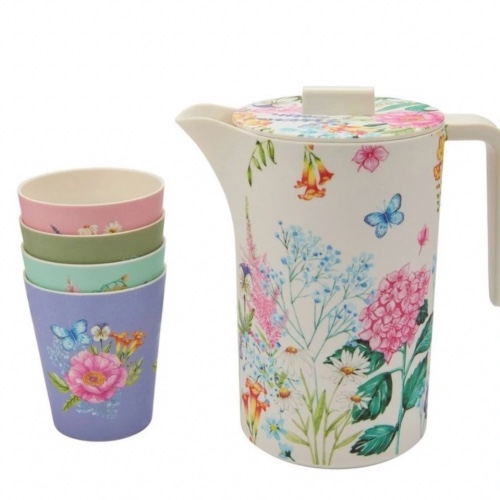Botanica Melamine Jug And Tumbler Set Of 5 in Multi