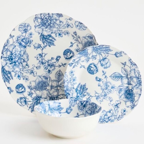 Chyka Home Aster Dinner Set Blue & White 12 Piece