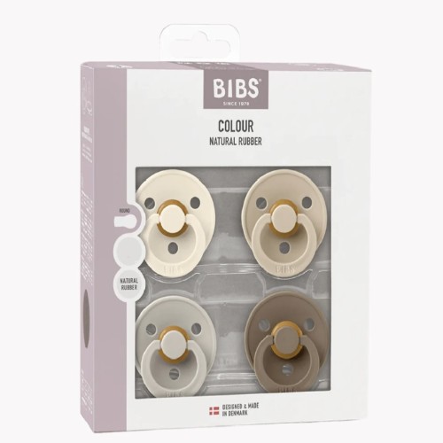 Bibs Pacifier, 4pk Latex Size 1 - Ivory/Sand/Vanilla/Dark Oak