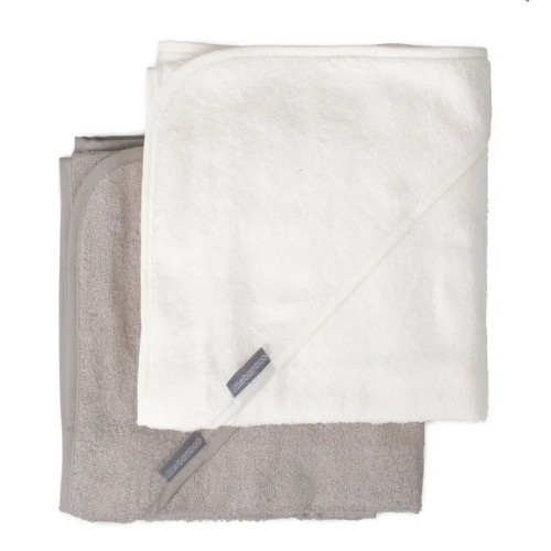 Little Bamboo Hooded Towel 2 Pack Stone Grey