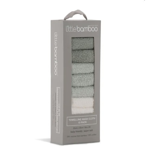 Little Bamboo Towelling Washer 10 Pack Turtle Bay