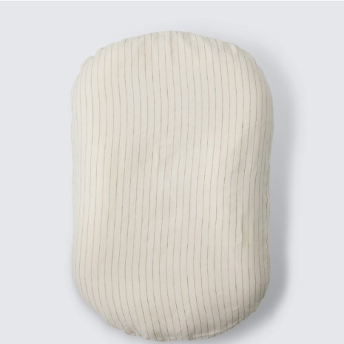 Sable Bebe Linen Baby Lounger | Olive Pencil Striped