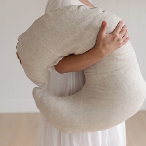 Nursing Pillow & Cover- Moon Shape- Oat Natural