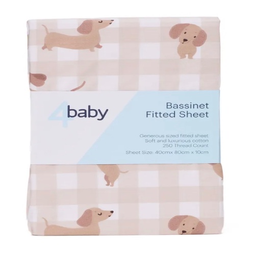 4baby Percale Bassinet Fitted Sheet Silly Sausage
