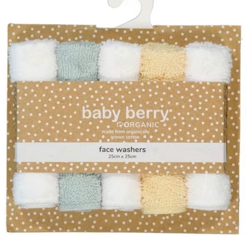 Baby 5 Pack Face Washer Set