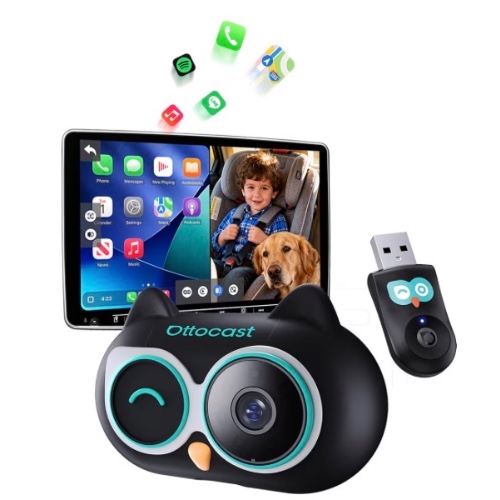 OTTOCAST Cabin Care Car Adapter with Baby Car Camera, Wireless CarPlay Display on CarScreen 2026, Plug-and-Play 1080P HD Rear Seat Baby Monitor, Split Screen Navigation