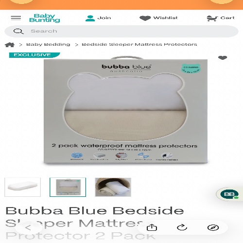 Bubba Blue Bedside Sleeper Mattress Protector 2 Pack White/Sand