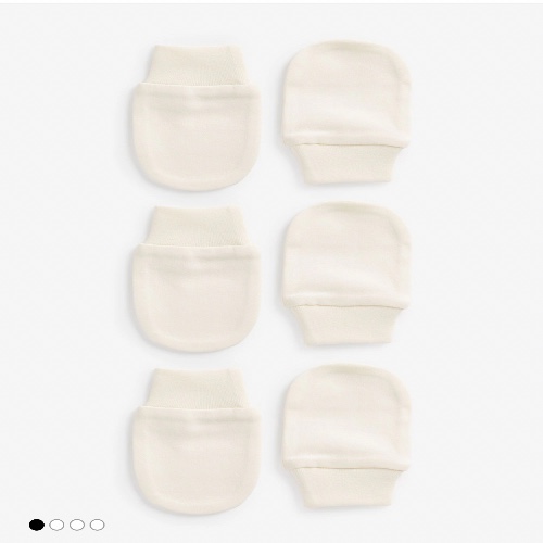 Cream 100% Cotton Baby Scratch Mitts 3 Pack
