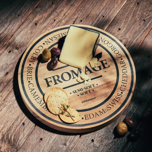 Fromage Round Cheese Board - Salt & Pepper