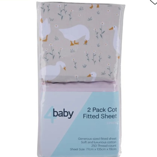 2 Pack Cot Fitted Sheet