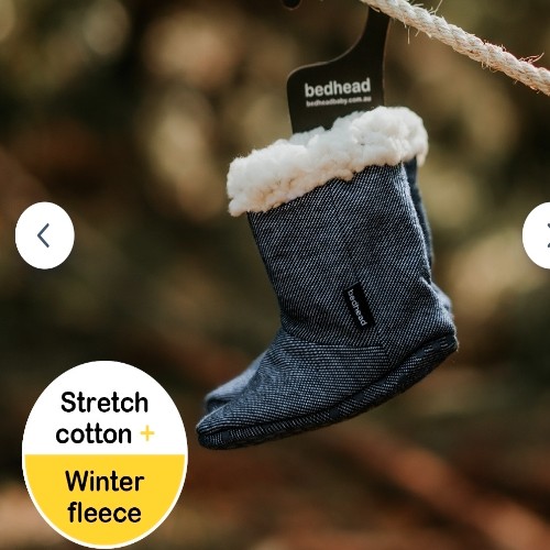 Fleecy Sleepy Booties - Denim - 14cm / 1-2 years