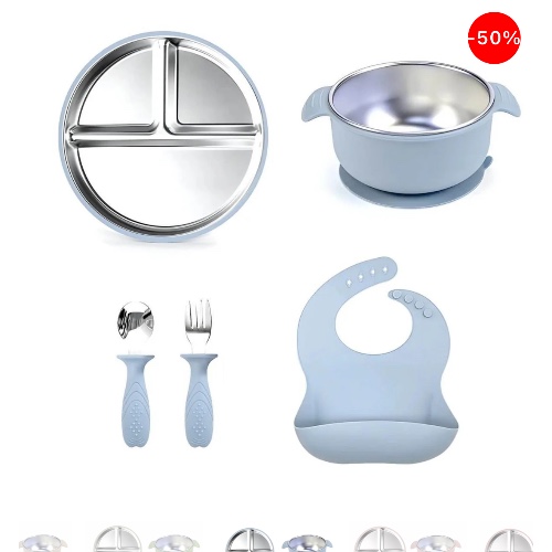 Stainless steel feeding set