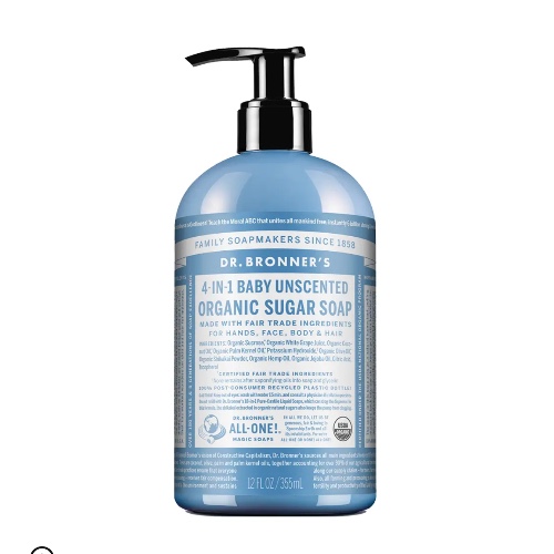 Dr Bronner's Organic Sugar Soap Baby Unscented 355ml