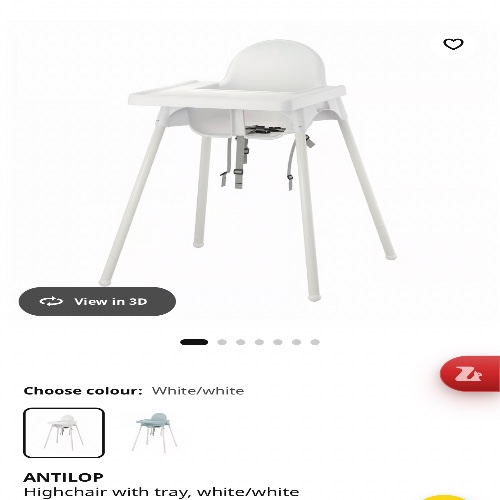 Antilop Highchair with tray, white/white